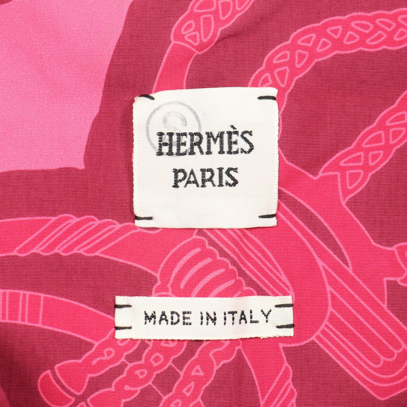 愛馬仕 Stirrup Fantasy Mountain 連帽衫外套 尼龍粉紅波爾多紅 二手 女款 #36-2