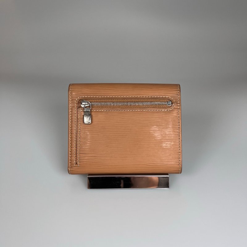 LV M5801 咖啡水波紋三折短夾-2