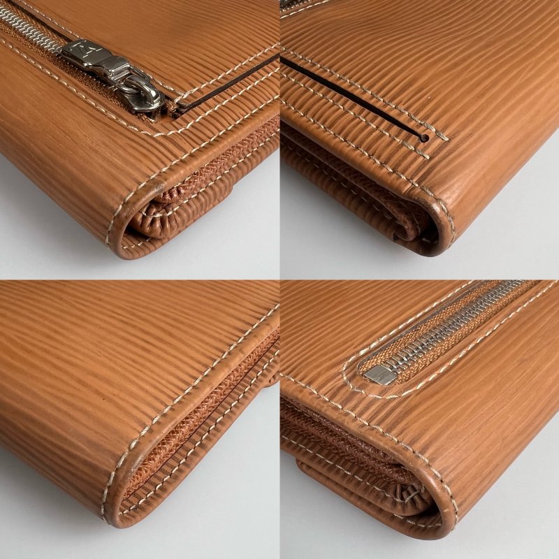 LV M5801 咖啡水波紋三折短夾-11