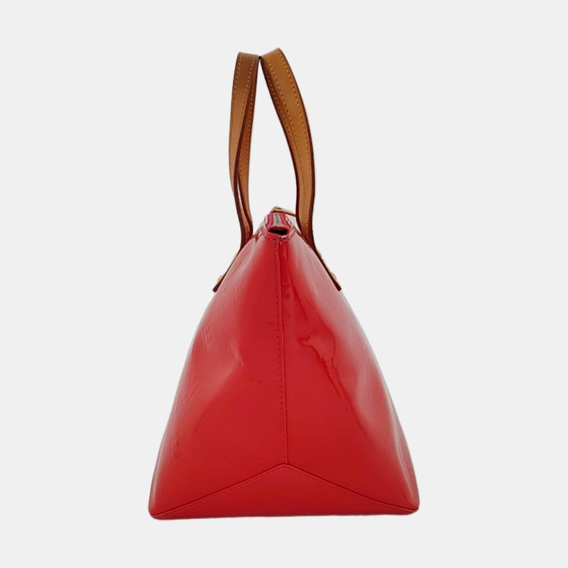 LOUIS VUITTON BELLEVUE橘粉色漆皮老花壓紋手提包金色五金-2