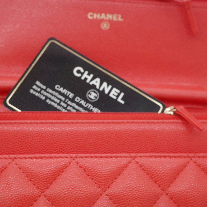 Chanel 香奈兒 經典 WOC 珊瑚紅 小牛皮 金鏈 錢包 鍊條包 肩背包-8