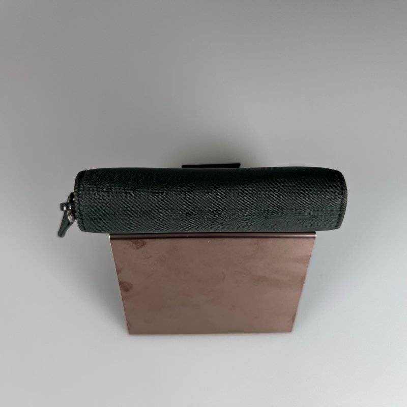 PRADA 墨綠尼龍釦式短夾-5