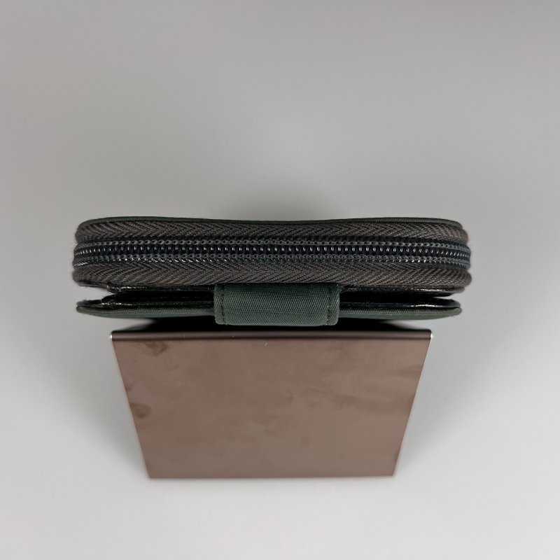 PRADA 墨綠尼龍釦式短夾-6