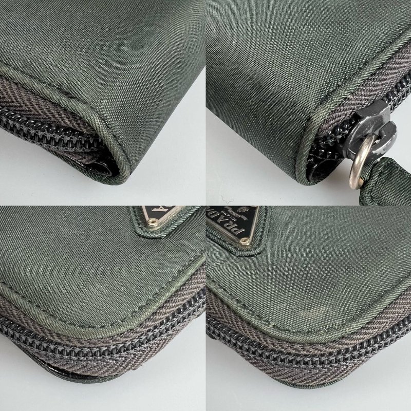 PRADA 墨綠尼龍釦式短夾-10