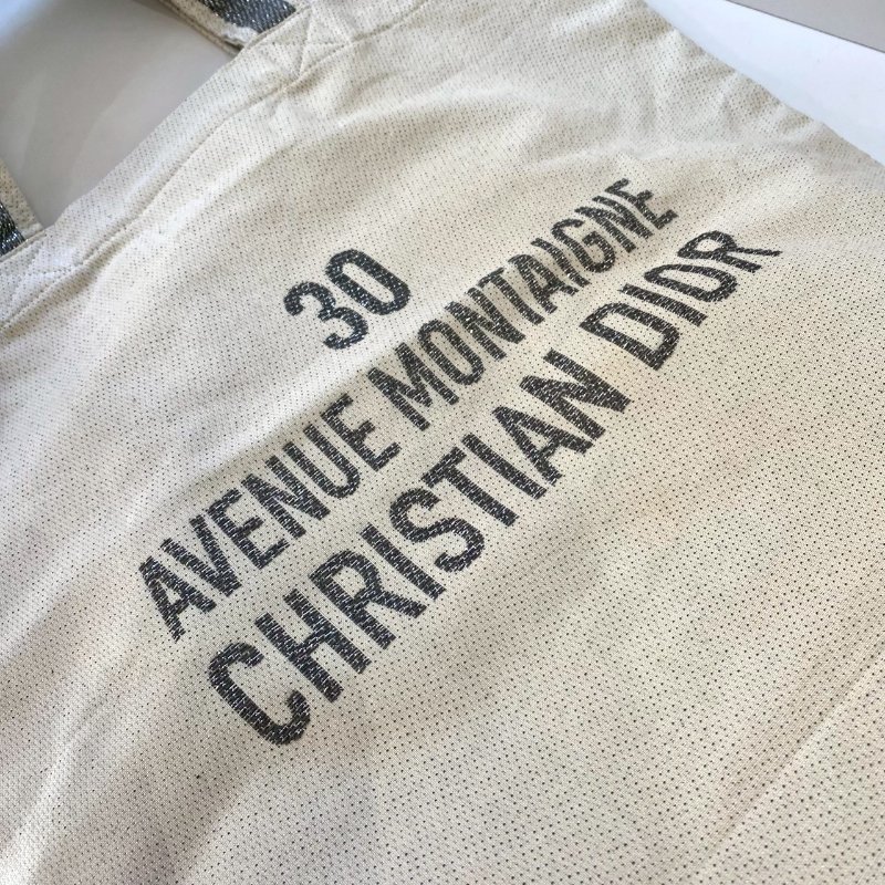 Dior VIC 限定 巴黎總店 純手工 銀蔥 手提 托特 帆布包 義大利製-4