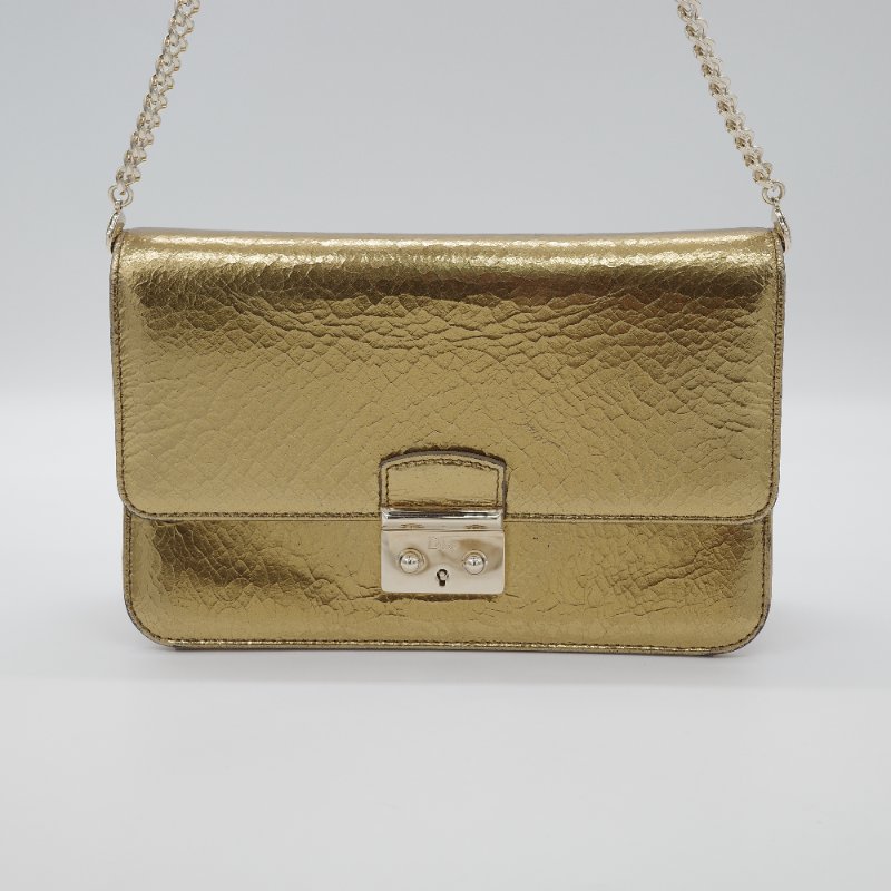 Dior迪奧Miss Dior 金色 金屬皮革 翻蓋包 單肩背 肩背包-1
