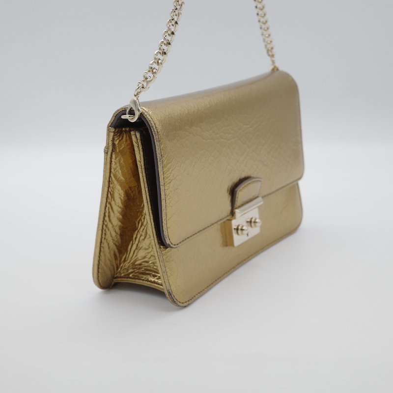 Dior迪奧Miss Dior 金色 金屬皮革 翻蓋包 單肩背 肩背包-4