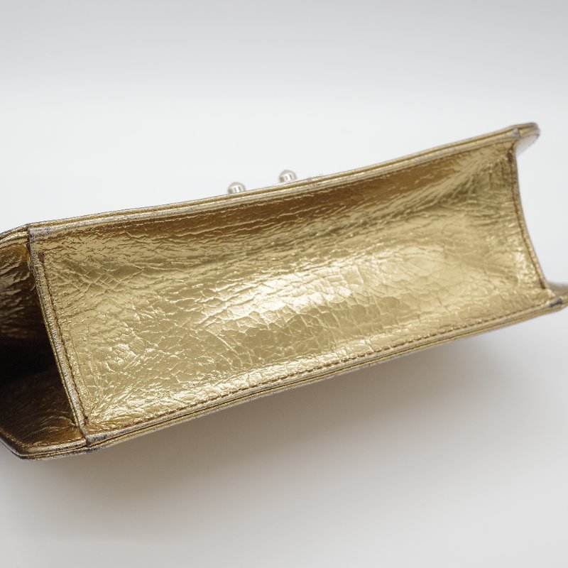 Dior迪奧Miss Dior 金色 金屬皮革 翻蓋包 單肩背 肩背包-5