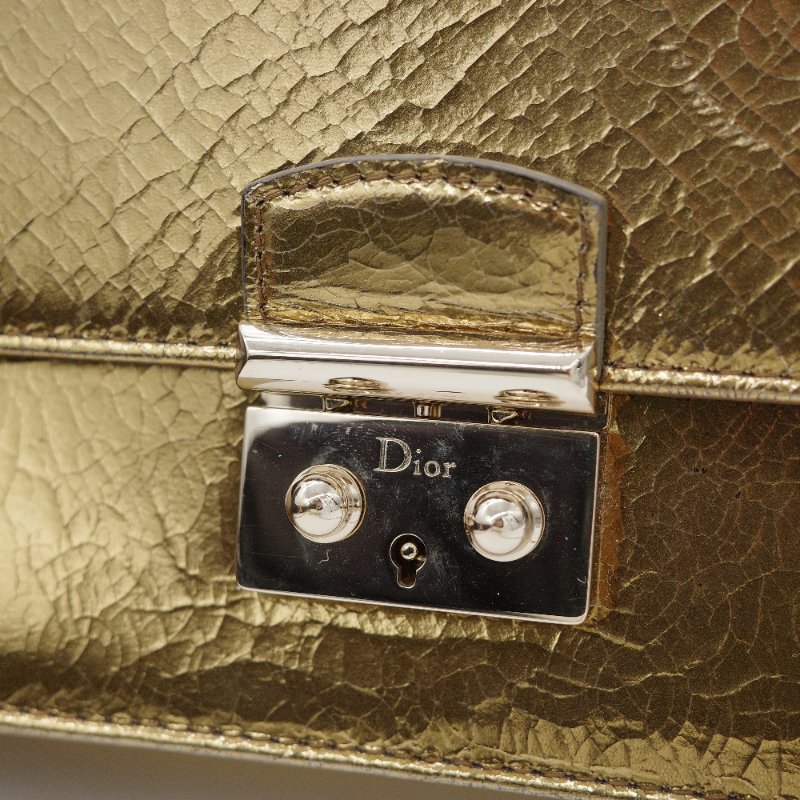 Dior迪奧Miss Dior 金色 金屬皮革 翻蓋包 單肩背 肩背包-6