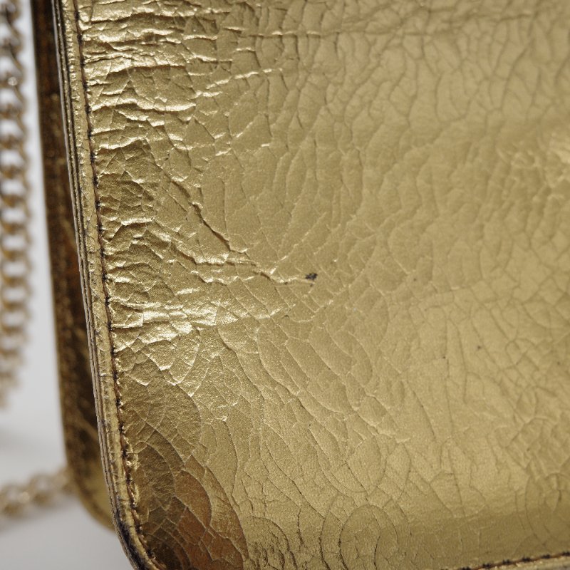 Dior迪奧Miss Dior 金色 金屬皮革 翻蓋包 單肩背 肩背包-8