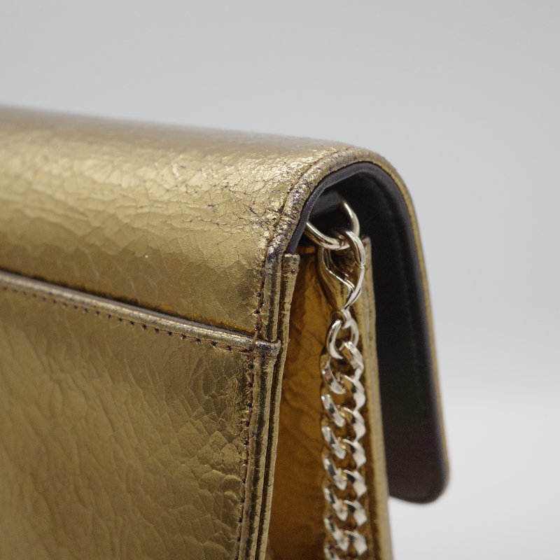 Dior迪奧Miss Dior 金色 金屬皮革 翻蓋包 單肩背 肩背包-15