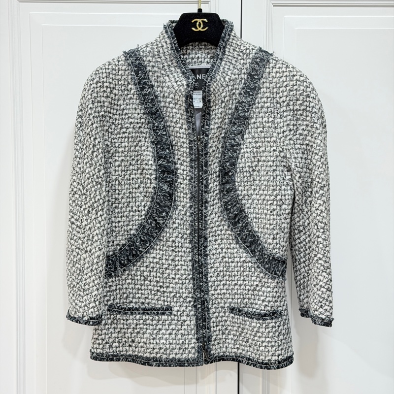 CHANEL 香奈兒 毛呢 立領 七分袖 短大衣 外套 大衣-0