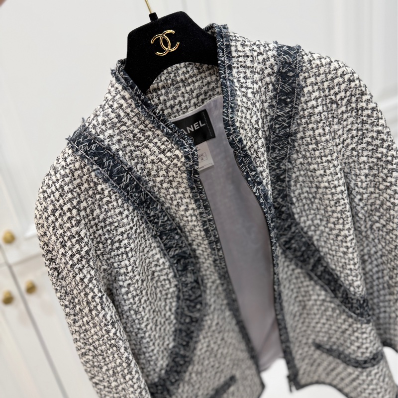 CHANEL 香奈兒 毛呢 立領 七分袖 短大衣 外套 大衣-8