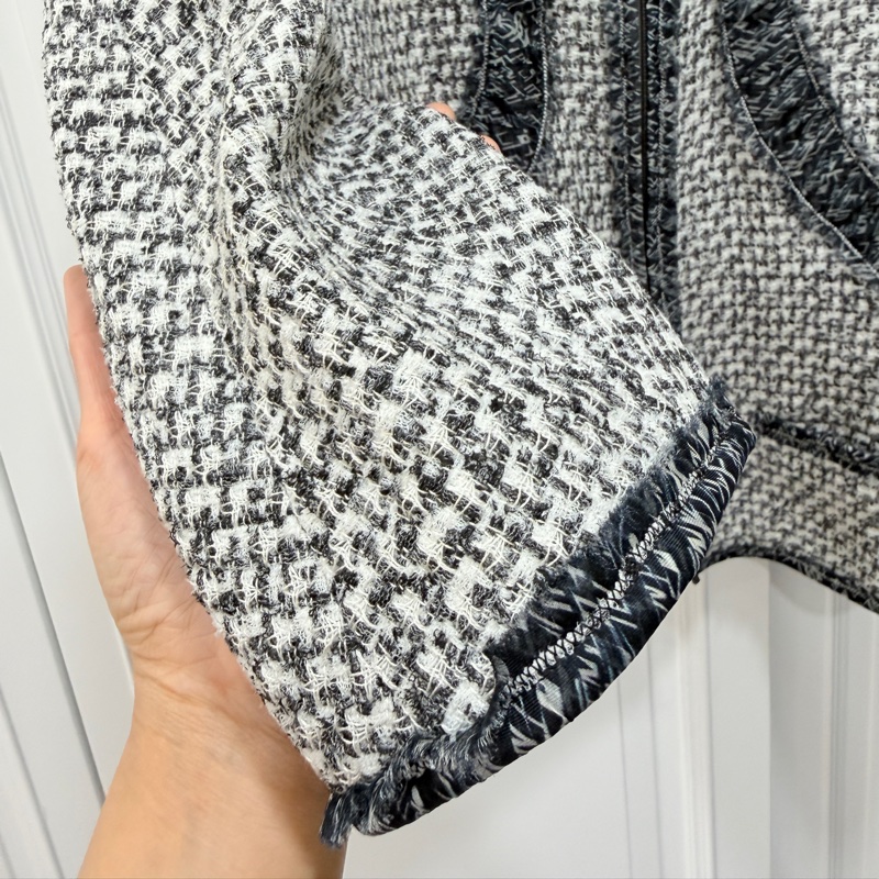 CHANEL 香奈兒 毛呢 立領 七分袖 短大衣 外套 大衣-12