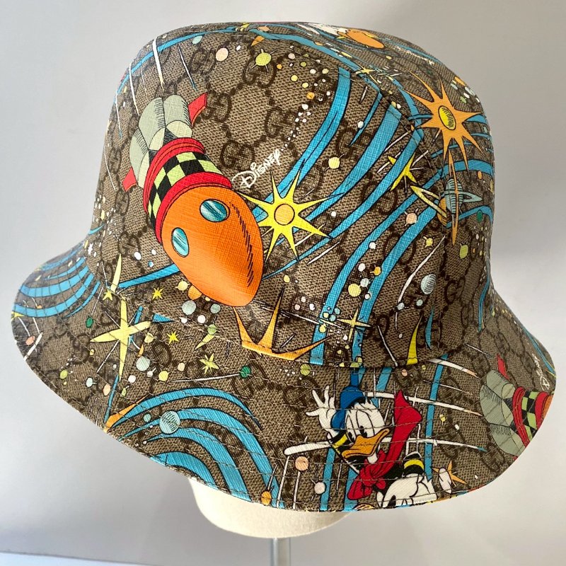 Gucci x Disney 648844 絕版 唐老鴨 PVC 塗層帆布 漁夫帽 XL 60cm-2