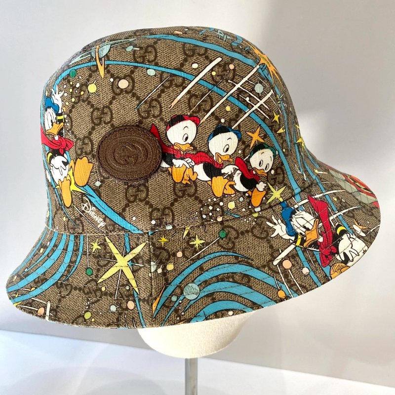 Gucci x Disney 648844 絕版 唐老鴨 PVC 塗層帆布 漁夫帽 XL 60cm-4