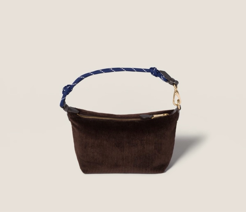 2026新品Miu Miu 燈芯絨化妝袋 黑檀木色/波羅的海藍色-4