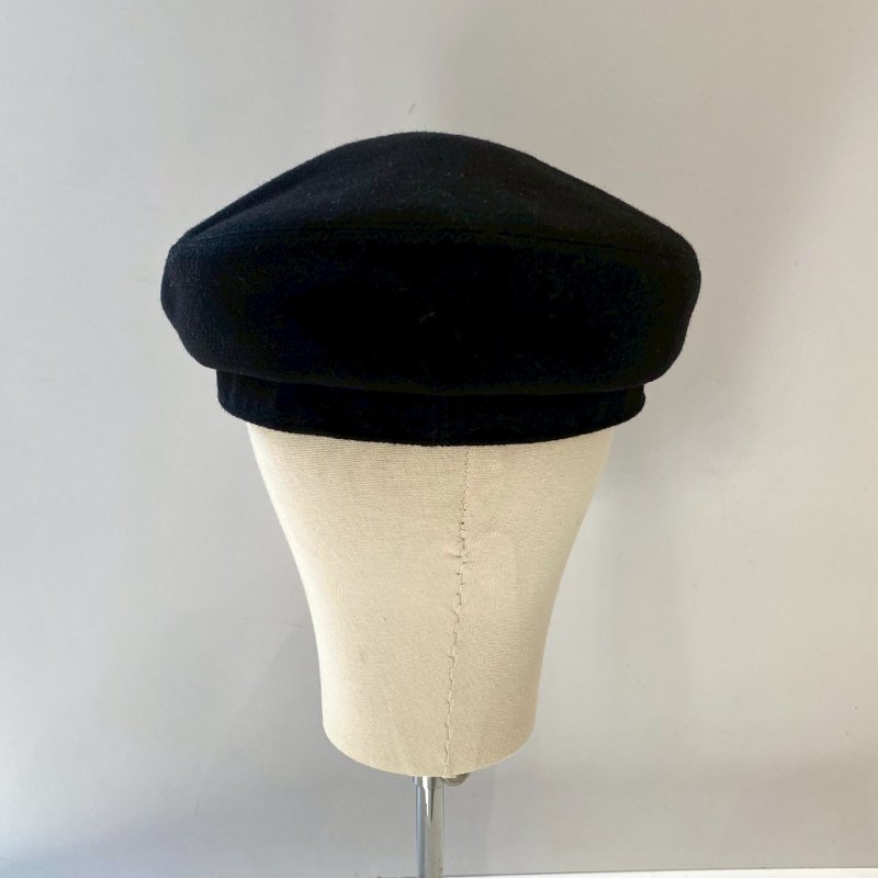 Hermes Belle-Ile Chaîne d'Ancre 豬鼻子 淡金鏈 黑色 羊絨 報童帽 S號 57cm-2