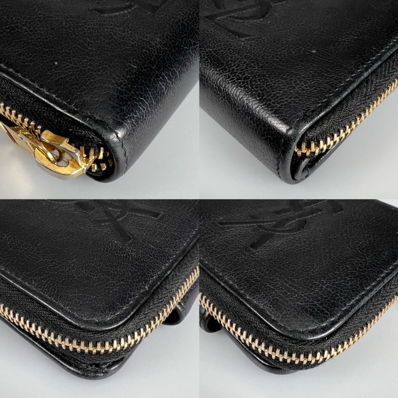 YSL 352906 黑浮雕釦式短夾-13