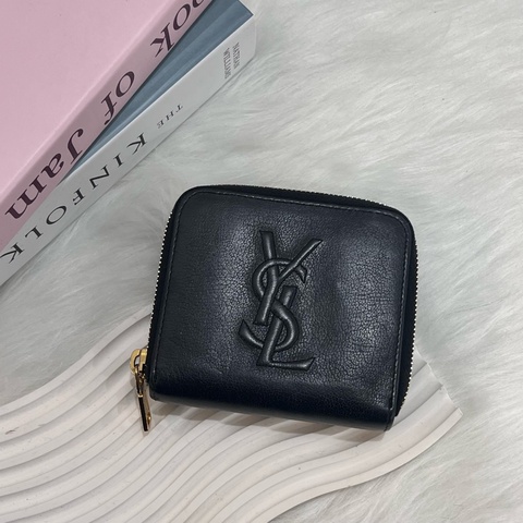 YSL 352906 黑浮雕釦式短夾