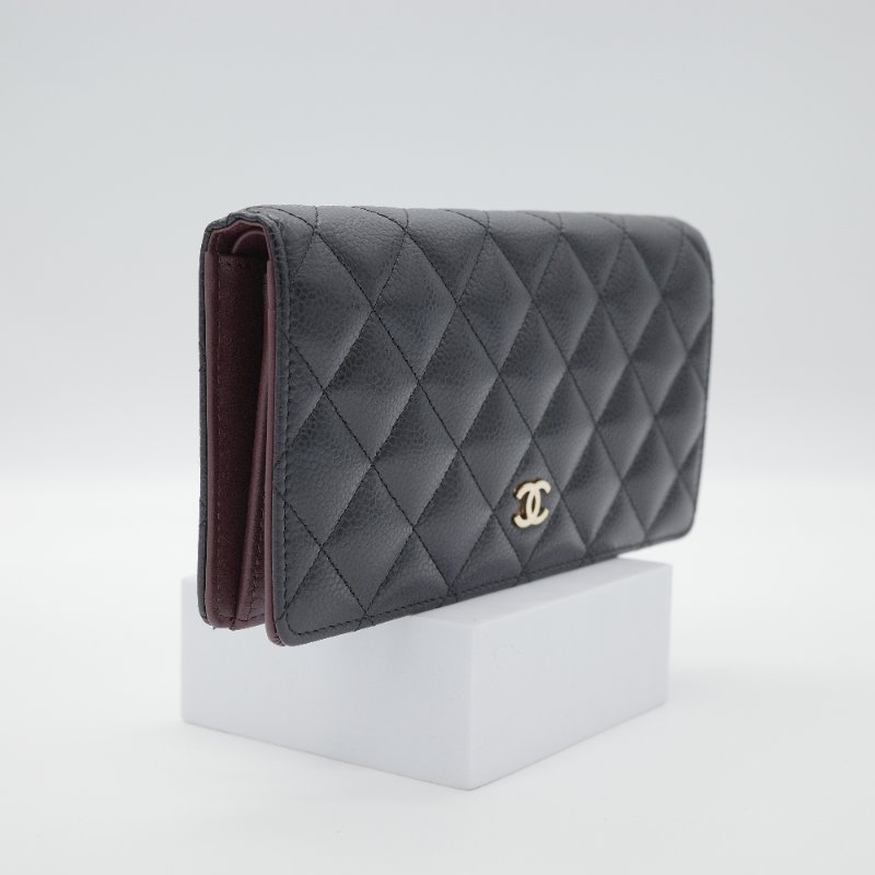 Chanel 香奈兒 經典菱格紋 黑色 魚子醬小牛皮 長夾-3