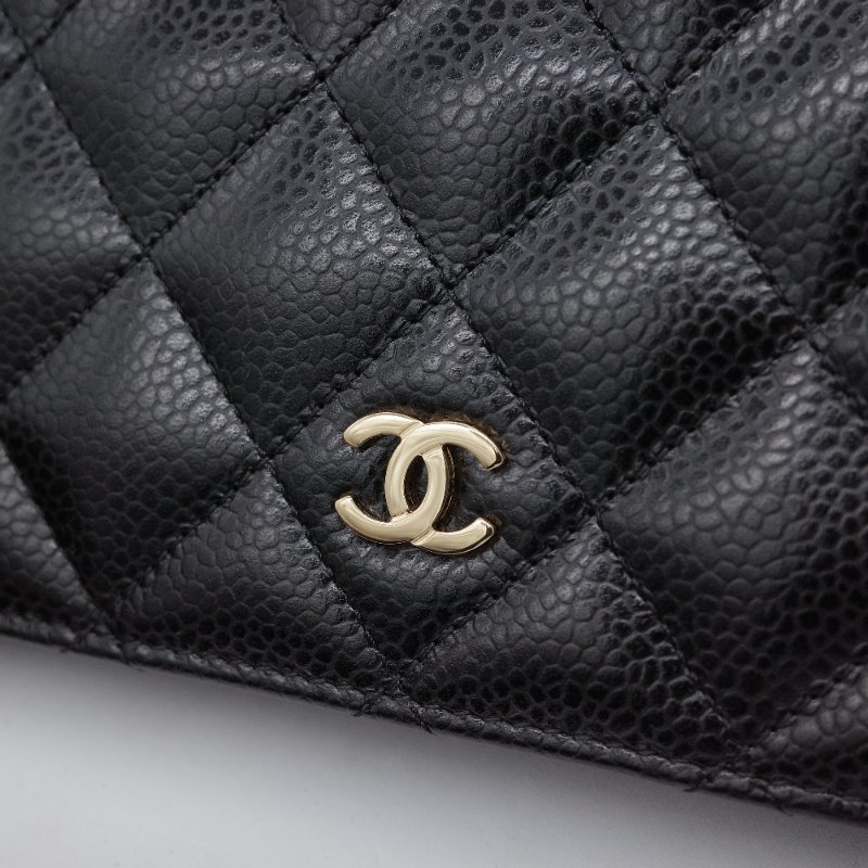 Chanel 香奈兒 經典菱格紋 黑色 魚子醬小牛皮 長夾-5