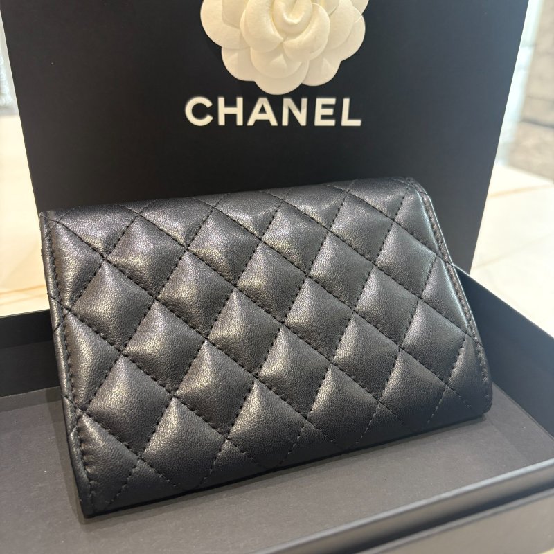 *SHIHNA名牌精品* CHANEL 經典菱格黑金口蓋中夾-4