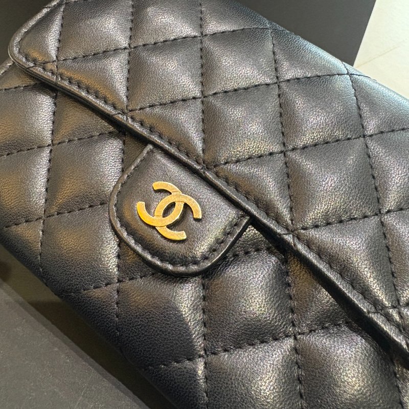 *SHIHNA名牌精品* CHANEL 經典菱格黑金口蓋中夾-9