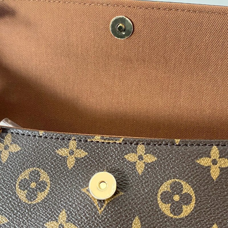 LV 新款 WALLET ON CHAIN IVY 老花 多功能 肩背 斜背 磁釦 腋下包 M81911-7