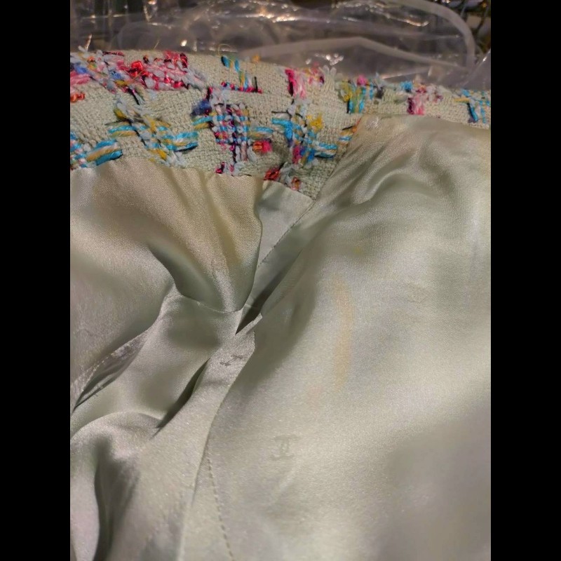 Chanel 嫩綠底藍粉綠千鳥格毛呢外套-25