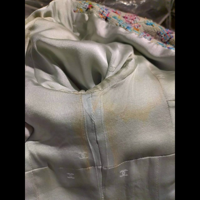 Chanel 嫩綠底藍粉綠千鳥格毛呢外套-26