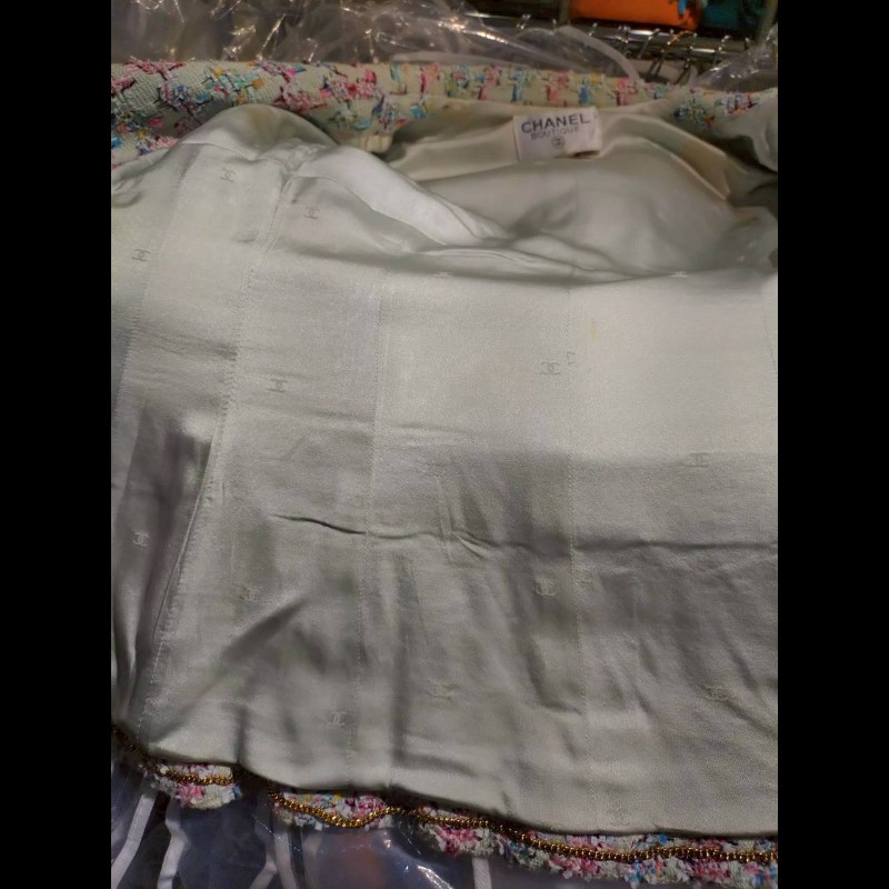 Chanel 嫩綠底藍粉綠千鳥格毛呢外套-31