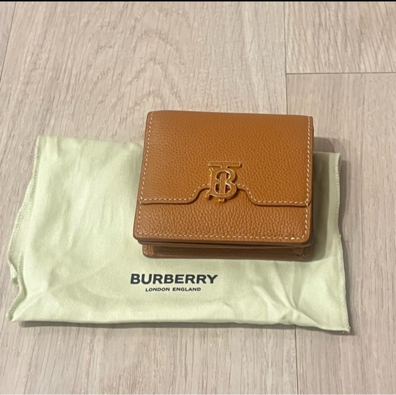 Burberry Burberry Compact Trifold Tan Grained 皮革短夾-2