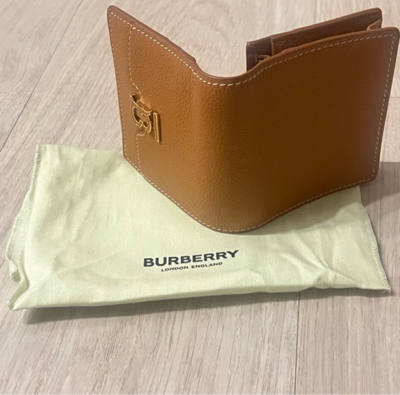 Burberry Burberry Compact Trifold Tan Grained 皮革短夾-5