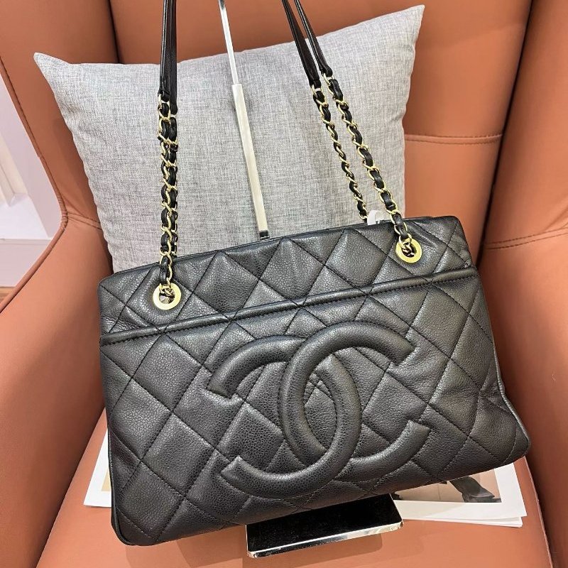 Chanel香奈兒黑金雙C大logo機場托特包-6