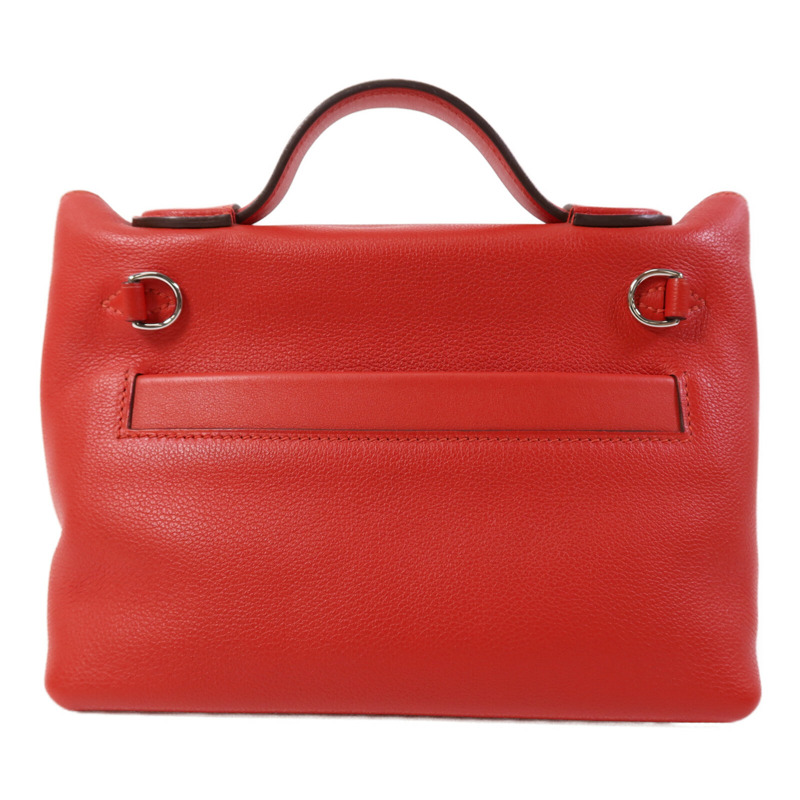 HERMES Evercolor/Swift皮革24/24 Mini銀扣手挽肩背兩用袋Rouge Piment-1