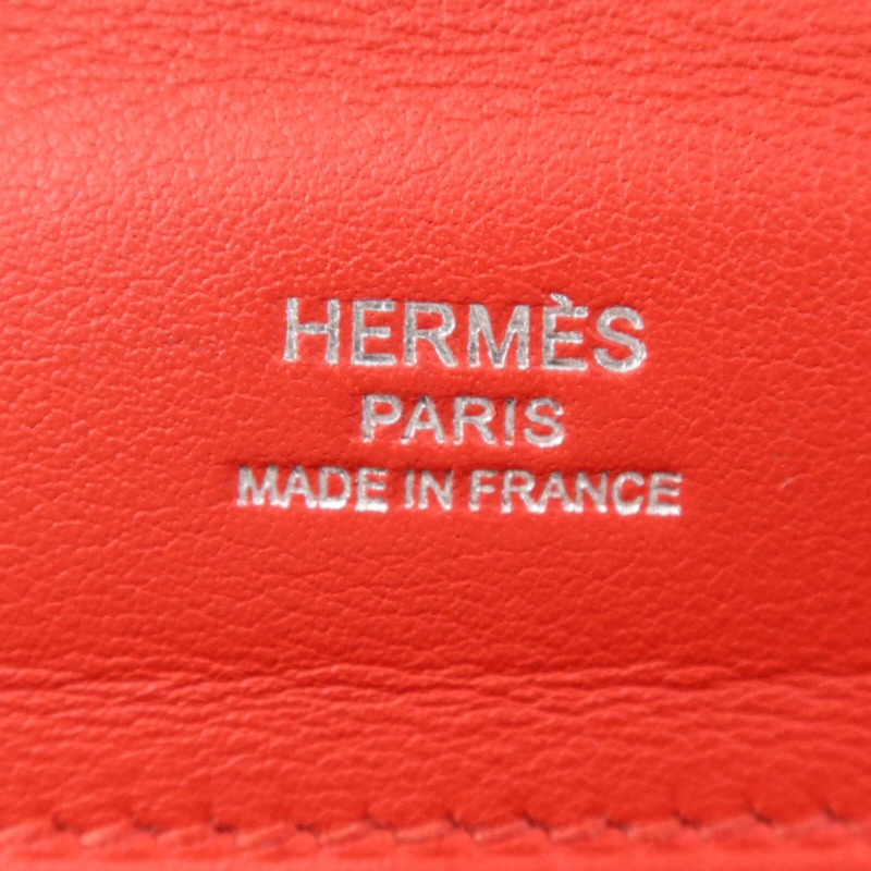 HERMES Evercolor/Swift皮革24/24 Mini銀扣手挽肩背兩用袋Rouge Piment-6