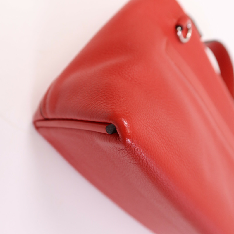 HERMES Evercolor/Swift皮革24/24 Mini銀扣手挽肩背兩用袋Rouge Piment-8
