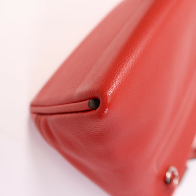 HERMES Evercolor/Swift皮革24/24 Mini銀扣手挽肩背兩用袋Rouge Piment-13