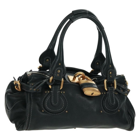 Chloe Paddington 手提包，黑色、金色、銀色皮革，正品，貨號 163288V