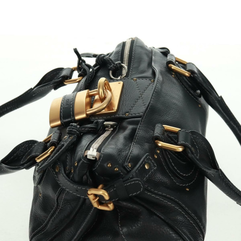 【日本直送】Chloe Paddington 手提包，黑色、金色、銀色皮革，正品，貨號 163288V-5