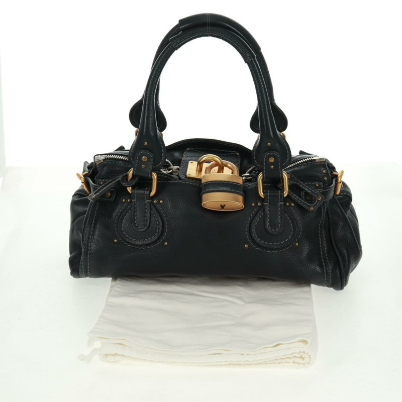 【日本直送】Chloe Paddington 手提包，黑色、金色、銀色皮革，正品，貨號 163288V-11