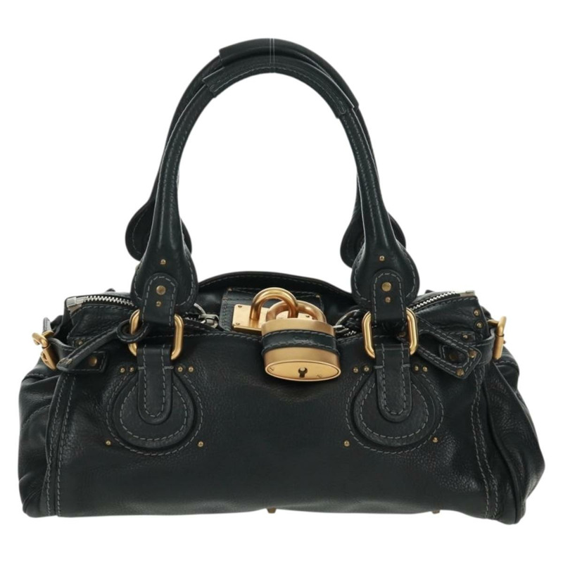 【日本直送】Chloe Paddington 手提包，黑色、金色、銀色皮革，正品，貨號 163288V-12