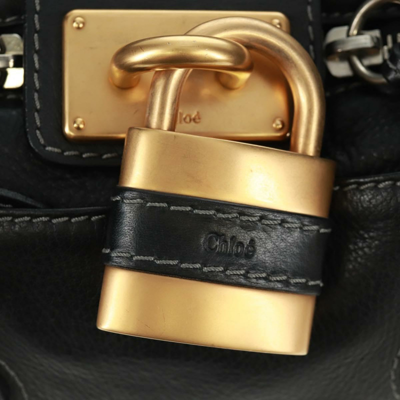 【日本直送】Chloe Paddington 手提包，黑色、金色、銀色皮革，正品，貨號 163288V-17