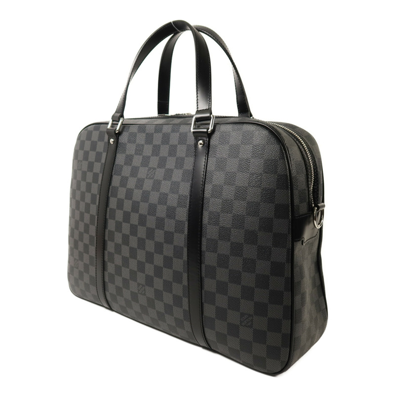 LOUIS VUITTON Damier Graphite Porto Cuman Voyage銀扣手挽肩背兩用袋-2
