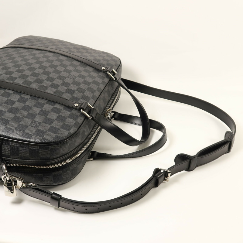 LOUIS VUITTON Damier Graphite Porto Cuman Voyage銀扣手挽肩背兩用袋-7