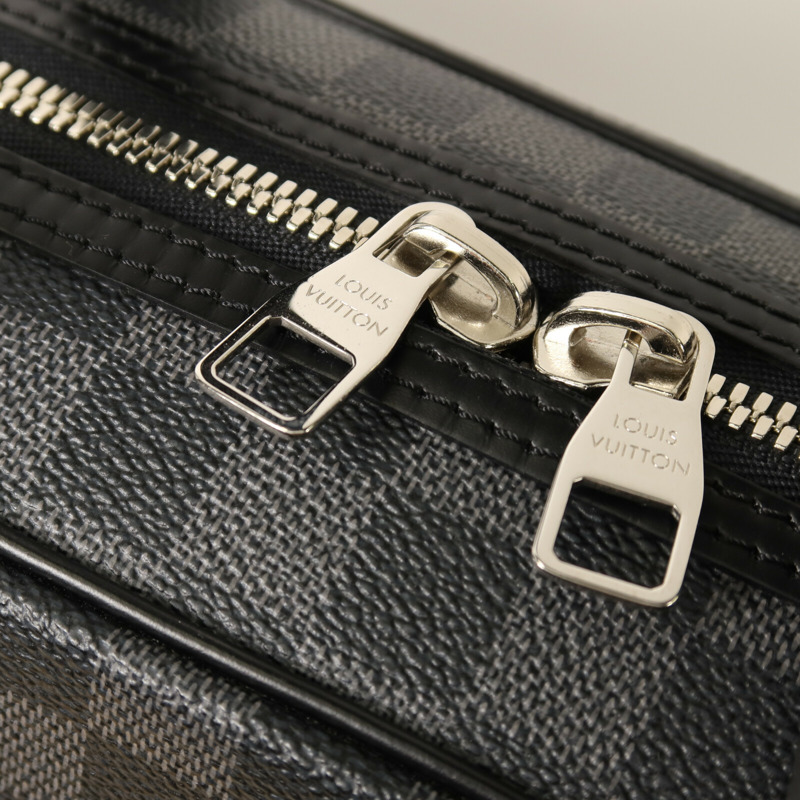 LOUIS VUITTON Damier Graphite Porto Cuman Voyage銀扣手挽肩背兩用袋-9