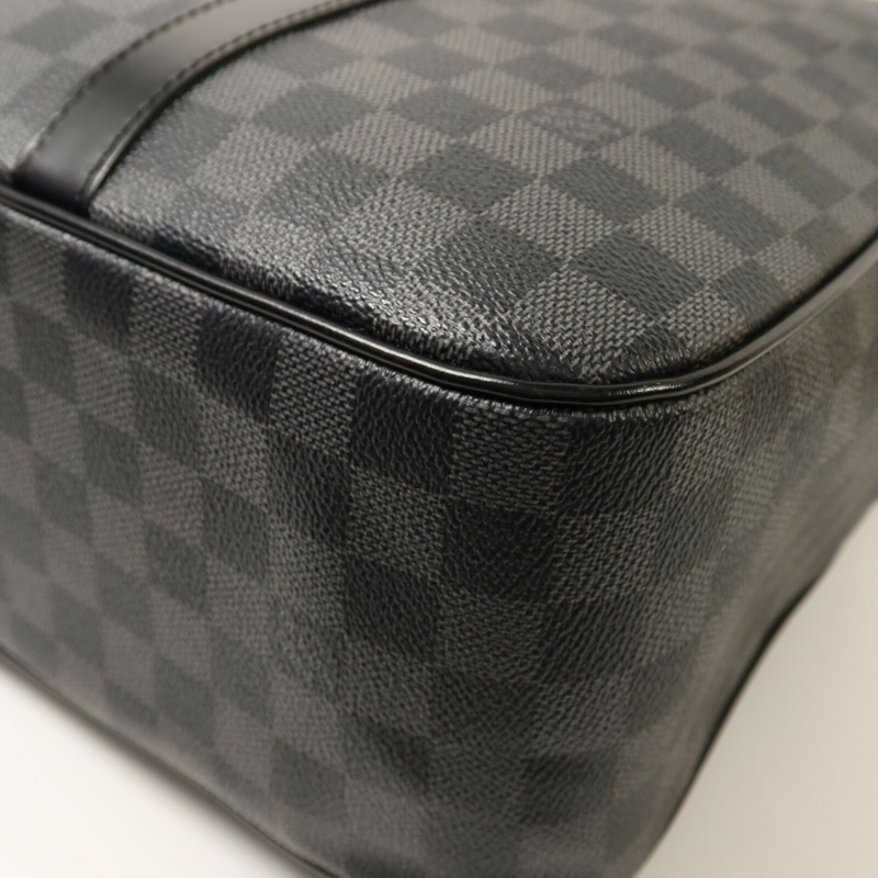 LOUIS VUITTON Damier Graphite Porto Cuman Voyage銀扣手挽肩背兩用袋-11