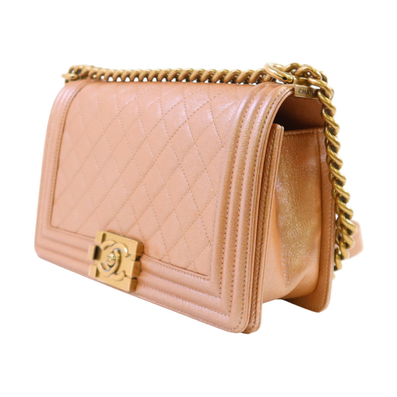 CHANEL 牛皮皮革Boy 25金扣鏈帶肩背袋-2