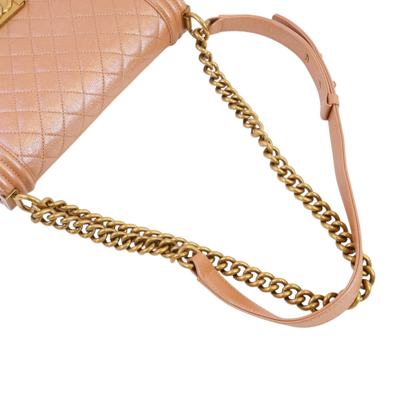 CHANEL 牛皮皮革Boy 25金扣鏈帶肩背袋-7